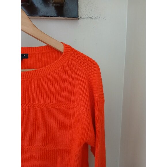 Talbots Boat Neck Pima Cotton Sweater Size Medium Petite Orange Ribbed - Picture 3 of 9